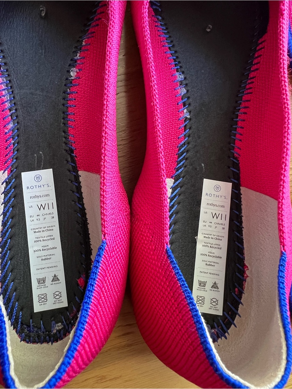 Rothy's The Flat Hot Pink Round Toe Magenta Ballet Flats Women’s 11 Rare Retired - Picture 12 of 13